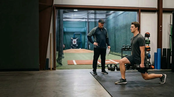 Pitcher lifting weights during a training season