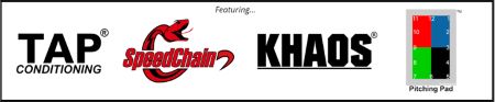 A list of brands proudly available by Oates Specialties LLC including TAP Conditioning® which is a line of products that provide equipment to help with general athleticism, power, and explosiveness, SpeedChain® which is a line of sport specific chains designed to increase power output, KHAOS® for instability chaos training, and Pitching Pad® for pitching target needs