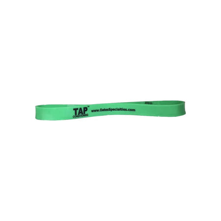 Green Exercise Band (9" x 5/8") shown on a flat surface, emphasizing its wider profile and durable construction