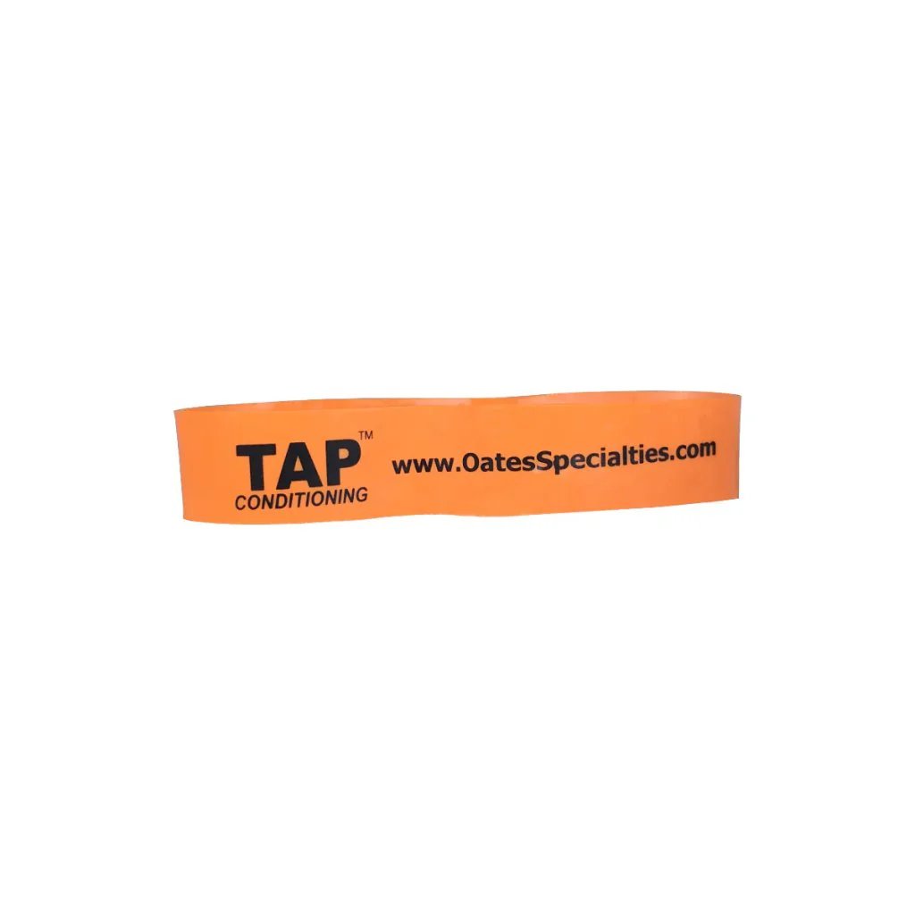 Orange Exercise Band (9" x 1.5") laid flat in a looped position, showcasing its extra-wide profile and smooth finish against a neutral backdrop