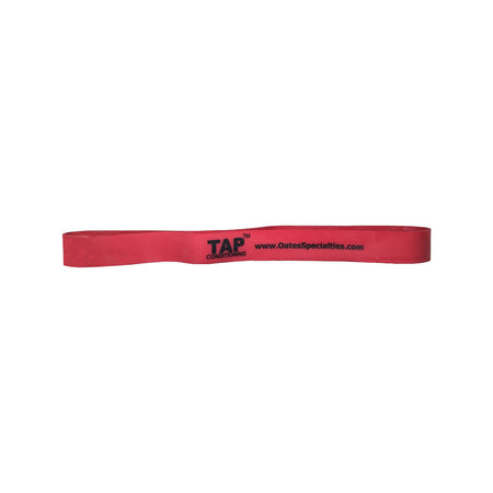 Red Exercise Band (9" x 3/4") displayed  on a flat surface, highlighting its wider profile and durable construction.