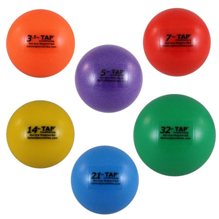 TAP Max-Grip weighted training ball set - 6 different weights for baseball throwing and hitting power training