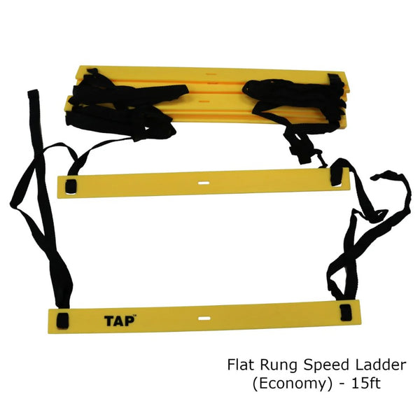TAP Speed & Agility Ladder - 15ft
Image of a yellow TAP flat rung agility ladder with black straps, used for speed and agility trainin