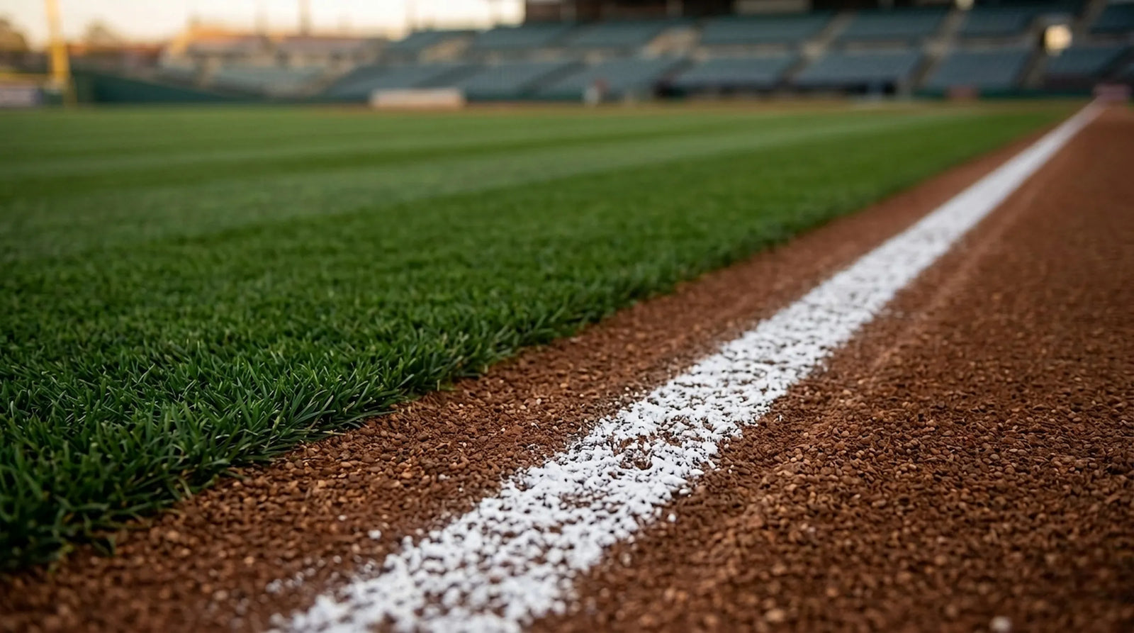Pristine foul line on a professional baseball field.