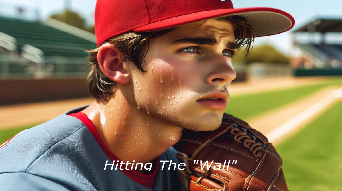 Youth pitcher showing fatigue mid-season