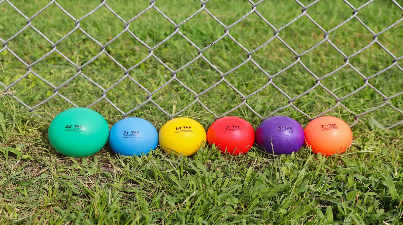TAP® Max-Grip Field Lineup: Complete six-ball series providing a comprehensive training stimulus through varying weight constraints for environment-specific motor learning.