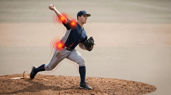 Baseball pitcher in a natural follow-through on a mound, illustrating the full-body demands of pitching and preseason preparation.