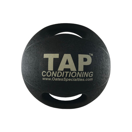 Rear view of the Double Handle Medicine Ball—showcasing ergonomic dual-grip handles and durable shell construction for secure handling during explosive training.