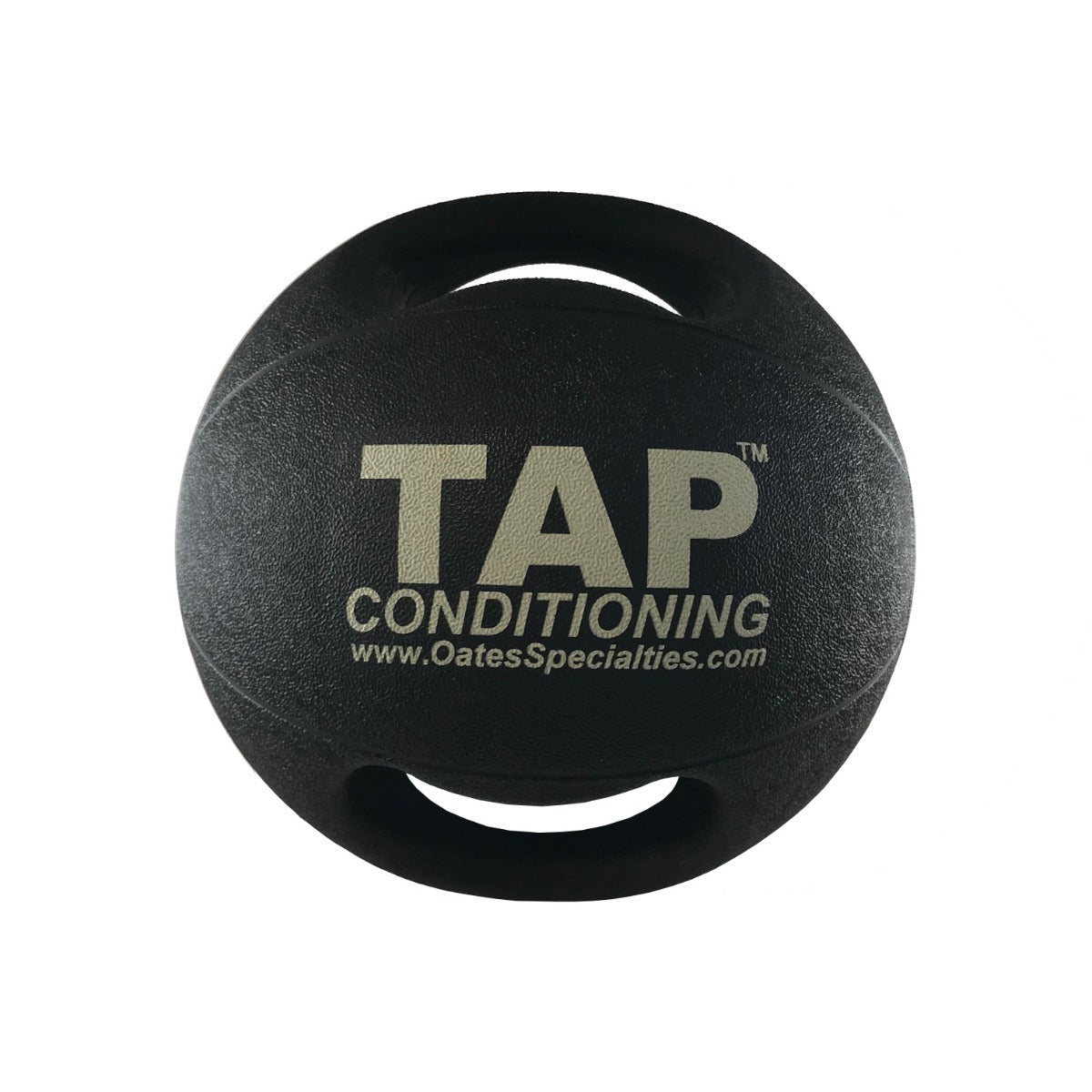 Back view of the Double Handle Medicine Ball—featuring reinforced dual handles and textured shell surface for enhanced grip and stability during high-intensity rotational movements.