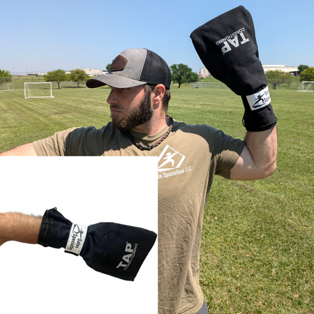 TAP Baseball Training Sock, a wearable training aid that synches to the wrist and holds a ball inside for throwing practice without the need for a partner
