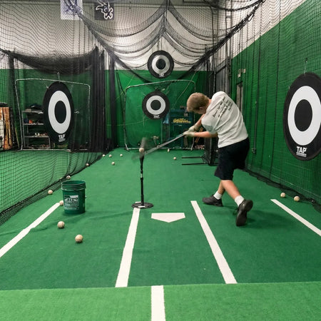 TAP Batting Target being used by Hitter as a focal target. The object of the hitter is to hit the batting target to provide the desired outcome.
