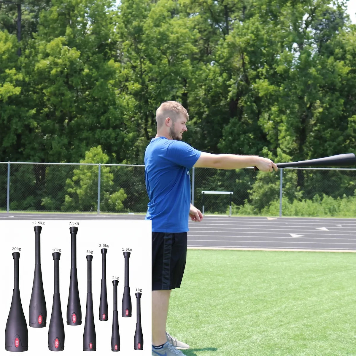 Athlete training with a TAP® Bell Club by Oates Specialties, engaging core muscles and improving movement control during dynamic strength exercises.