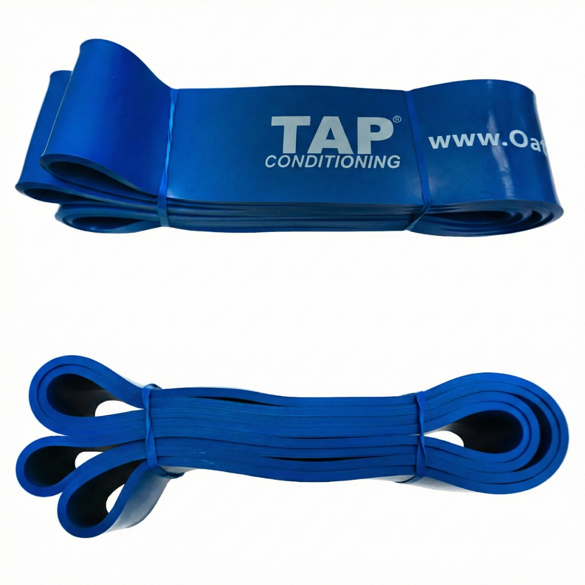 A Blue (Strong - 2 1/2") TAP® Giant Flat Band. As the highest resistance level in the 41-inch continuous loop series, this band is engineered specifically for elite, high-mass athletes. It provides the maximal external tension necessary to challenge the structural stability and global organization of very mature, muscular athletes. Its application is typically reserved for specialized off-season strength blocks and high-threshold anti-rotation drills where maintaining kinetic chain integrity under extreme e