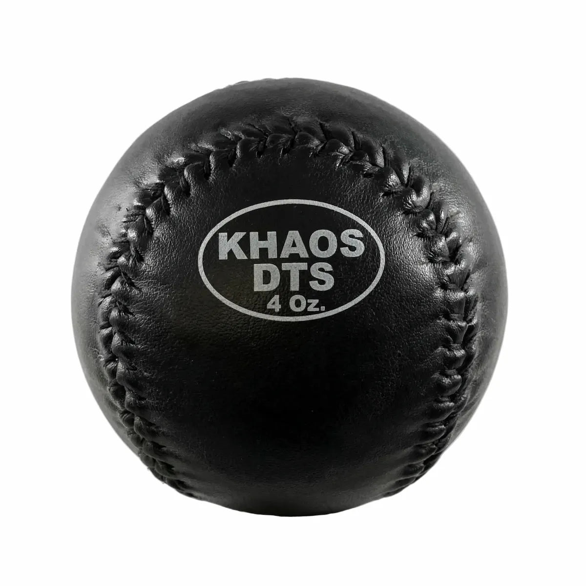Close-up of the 4oz DTS weighted training ball featuring a firm, textured exterior, designed to provide an under-load variable stimulus for kinetic chain organization and increased power.