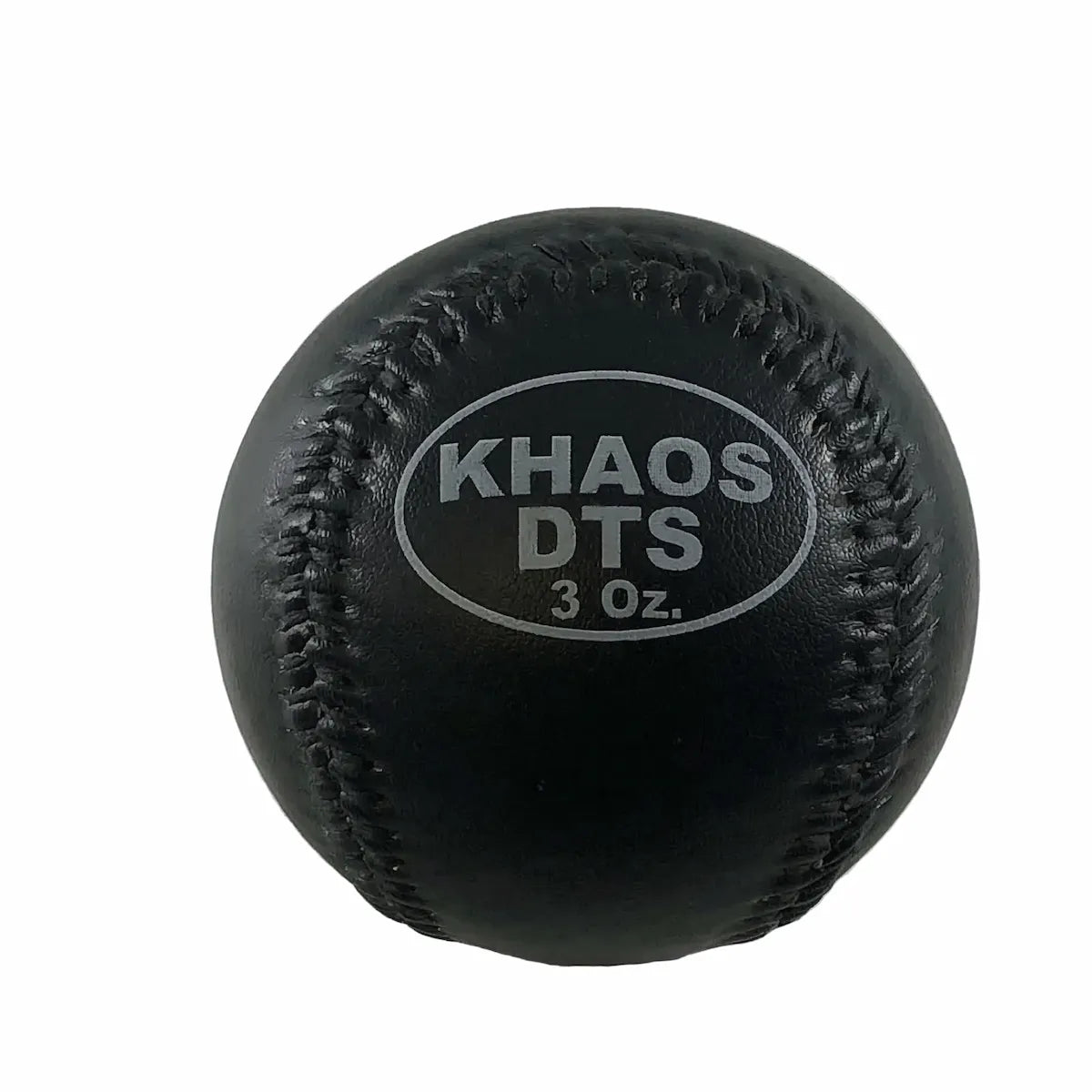Close-up of the 3oz DTS weighted training ball featuring a firm, textured exterior for high-velocity durability, designed to provide an under-load variable stimulus for kinetic chain organization and increased power.