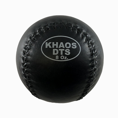 Close-up of the 8oz DTS Weighted Ball, showcasing its textured surface, durable construction, and optimal weight for precision training and grip control.