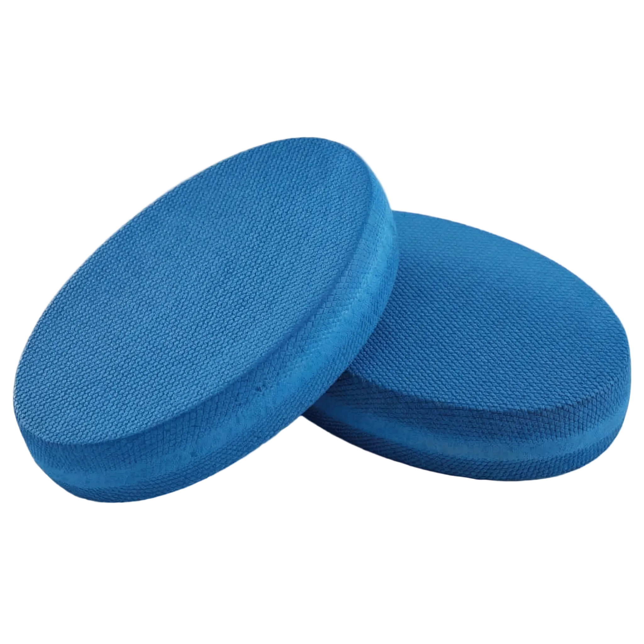 Pair of Oval Balance Pads featuring a high-density, textured surface to provide an unstable variable stimulus for lead-side stabilization and kinetic chain organization.