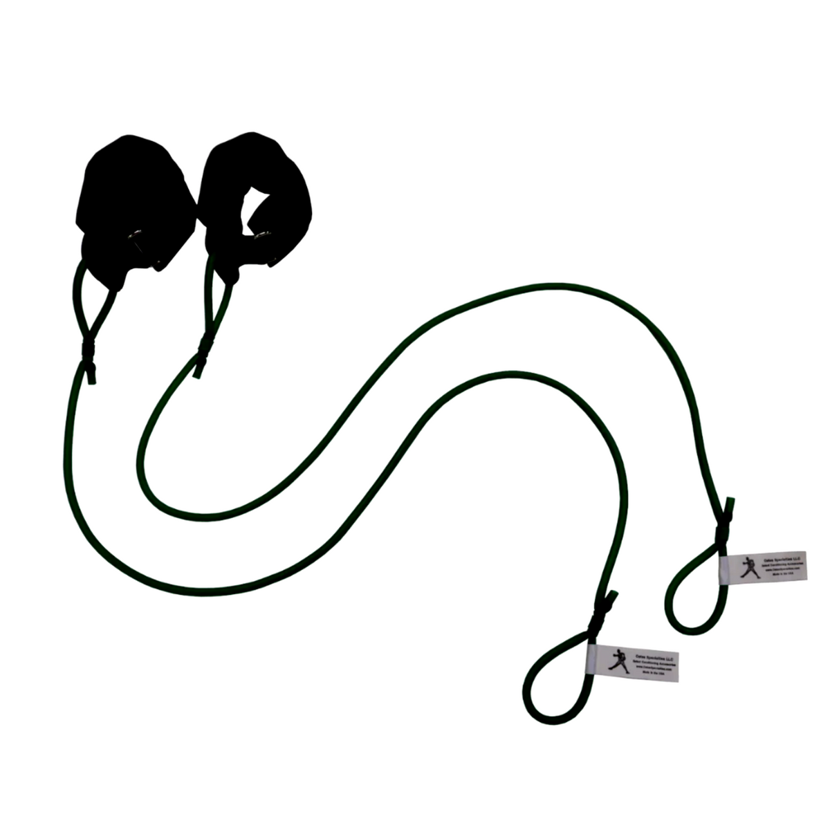 The Green TAP® Pitcher's Friend Resistance Tubing featuring soft synthetic leather wrist cuffs for distal unloading. This entry-level resistance is designed for youth athletes and initial movement preparation, providing a secure, non-porous interface that ensures hygiene and efficient transitions in a team environment.