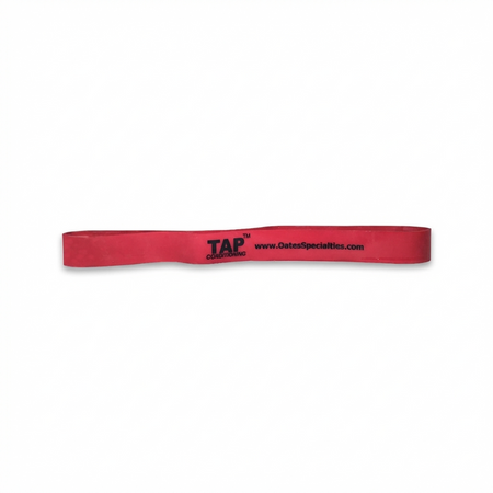 Red (3/4") TAP® Exercise Band in a 9-inch lay-flat length, engineered for intermediate resistance and increased surface contact to support stable hip and shoulder activation.