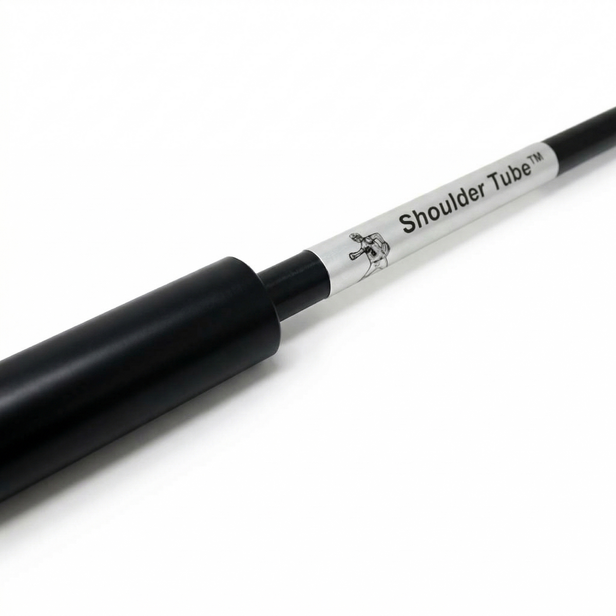 A TAP® Shoulder Tube featuring weighted ends designed for rhythmic stabilization. The counterweights are shown creating rapid oscillatory motion, generating unpredictable perturbations that trigger reactive neuromuscular firing throughout the rotator cuff and shoulder complex.