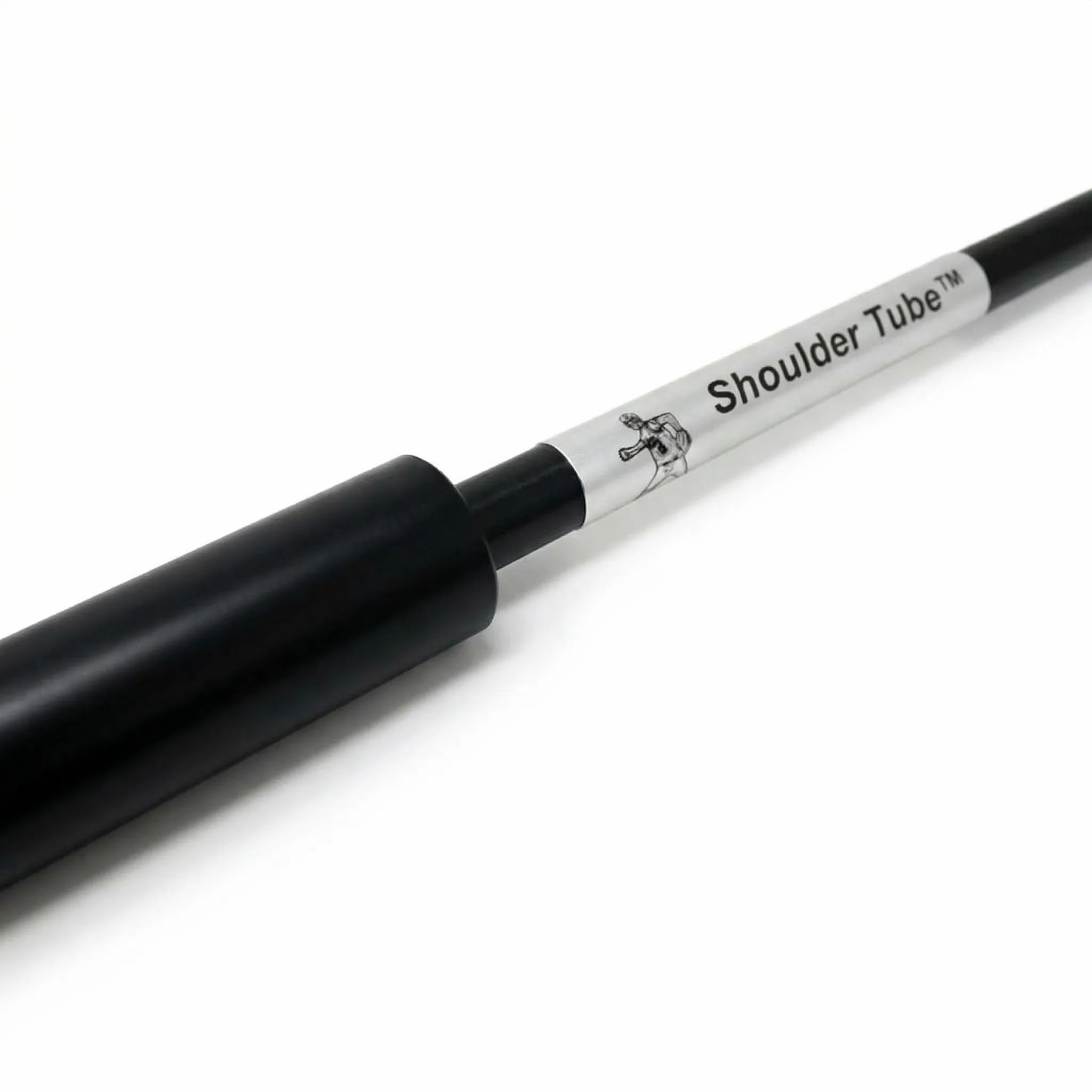 Close up view of one end of the Shoulder Tube to display the logo.