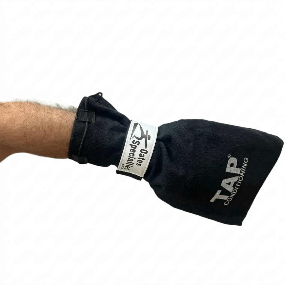 TAP® Baseball Training Sock: Pronation-phase view of the throwing constraint, utilizing distal-load organization to facilitate safe forearm deceleration and posterior shoulder stabilization.