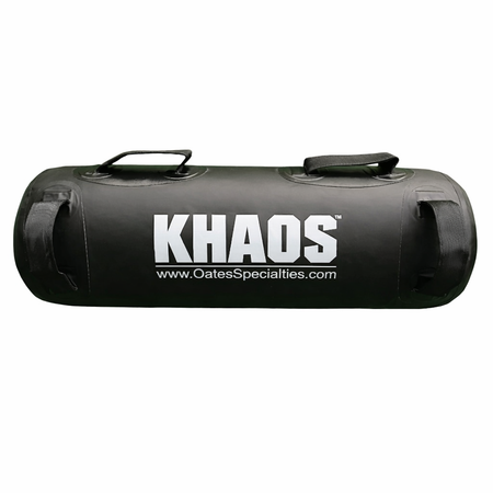 This is a product photo of the black vinyl KHAOS Waterboy displaying the four handles for maximum variability