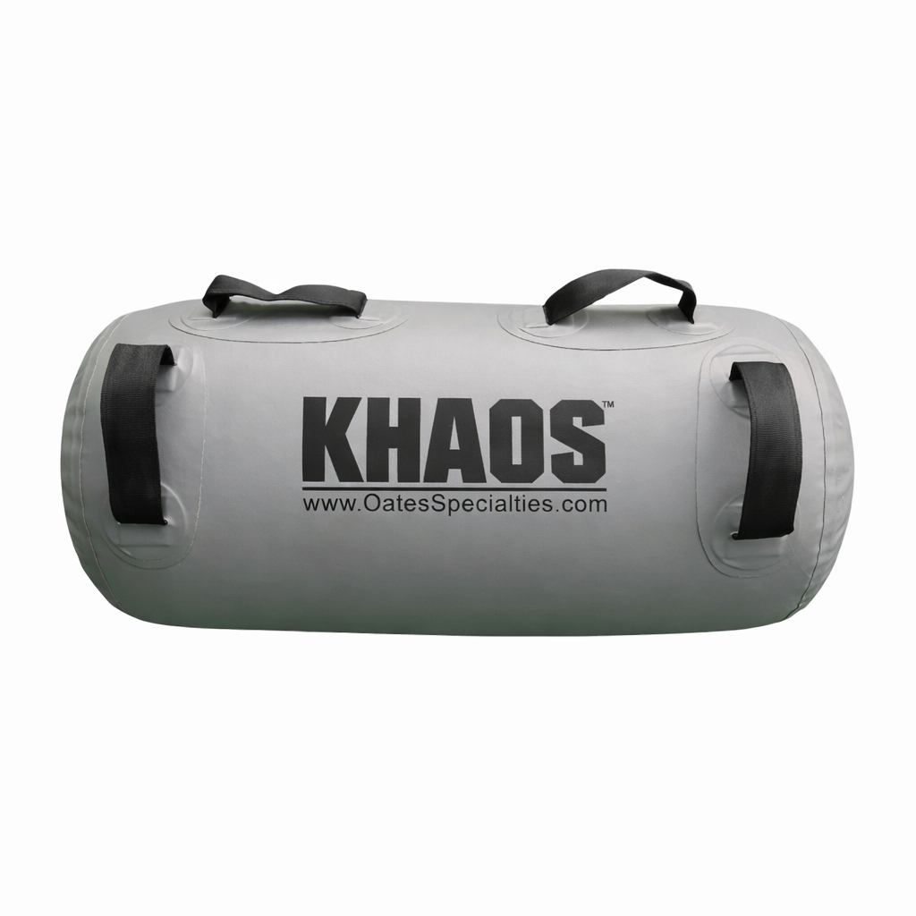 This is a product photo of a vinyl water/air filled waterboy that is grey displaying the four handles