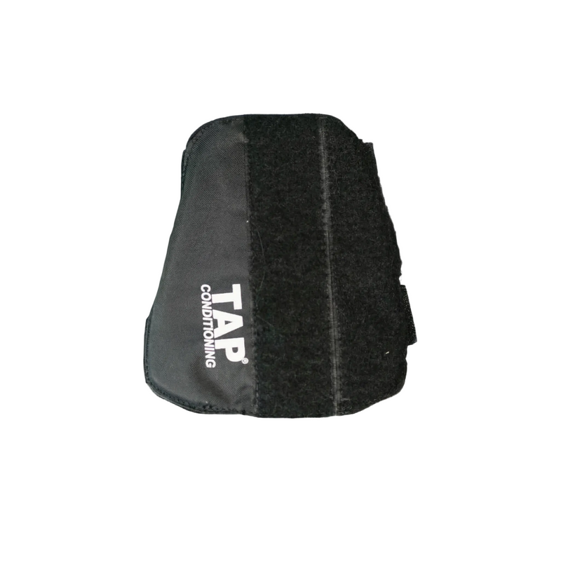 TAP® Weighted Forearm Sleeve front view showing the 16-ounce wearable training tool with three adjustable straps for in-season arm care and deceleration training.