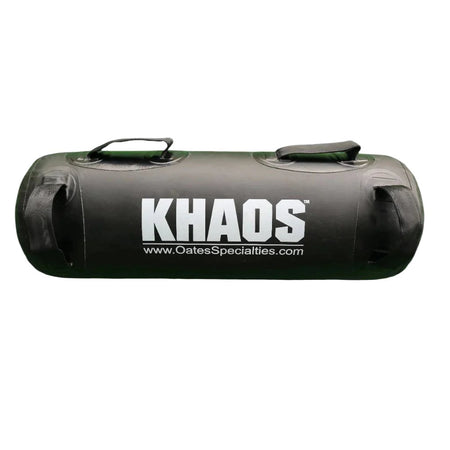 This is a product photo of the black vinyl KHAOS Waterboy displaying the four handles for maximum variability