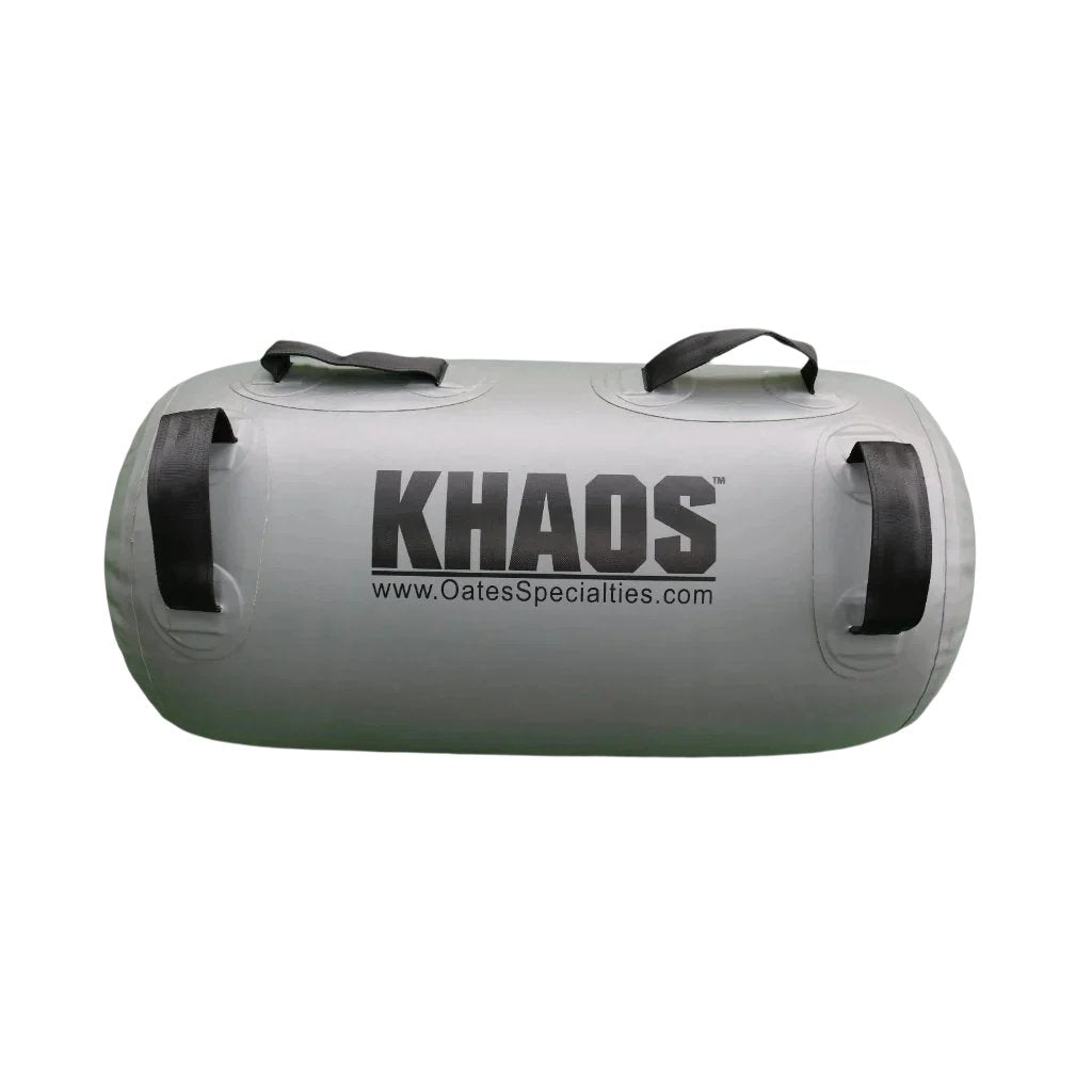 This is a product photo of a vinyl water/air filled waterboy that is grey displaying the four handles