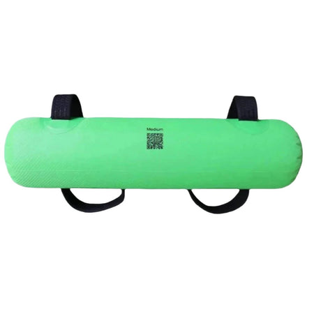 This is the back of the polyester lined vinyl KHAOS Waterboy green showing the QR code which can be used to find out more information on how it is used and how to fill it up.