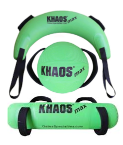 Product image displaying the Bulgarian Bag, 30cm Water Ball MAX, and Waterboy MAX-Medium, highlighting their unique shapes, durability, and versatility for dynamic strength training.