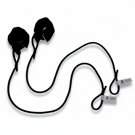 The Black TAP® Pitcher's Friend Resistance Tubing featuring synthetic leather wrist cuffs for distal unloading. This is the standard resistance level for the developing high school athlete, designed to support strength endurance and scapular stability through a secure, non-porous interface.