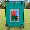 Straight-on view of The Pitching Pad® with four colored strike-zone quadrants and numbered location targets.