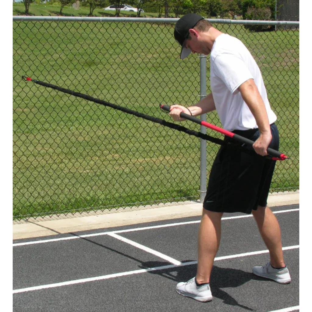 Athlete performing an extended resisted row with the KHAOS® Pivoter, engaging upper-body strength, core stability, and controlled movement during dynamic resistance training.