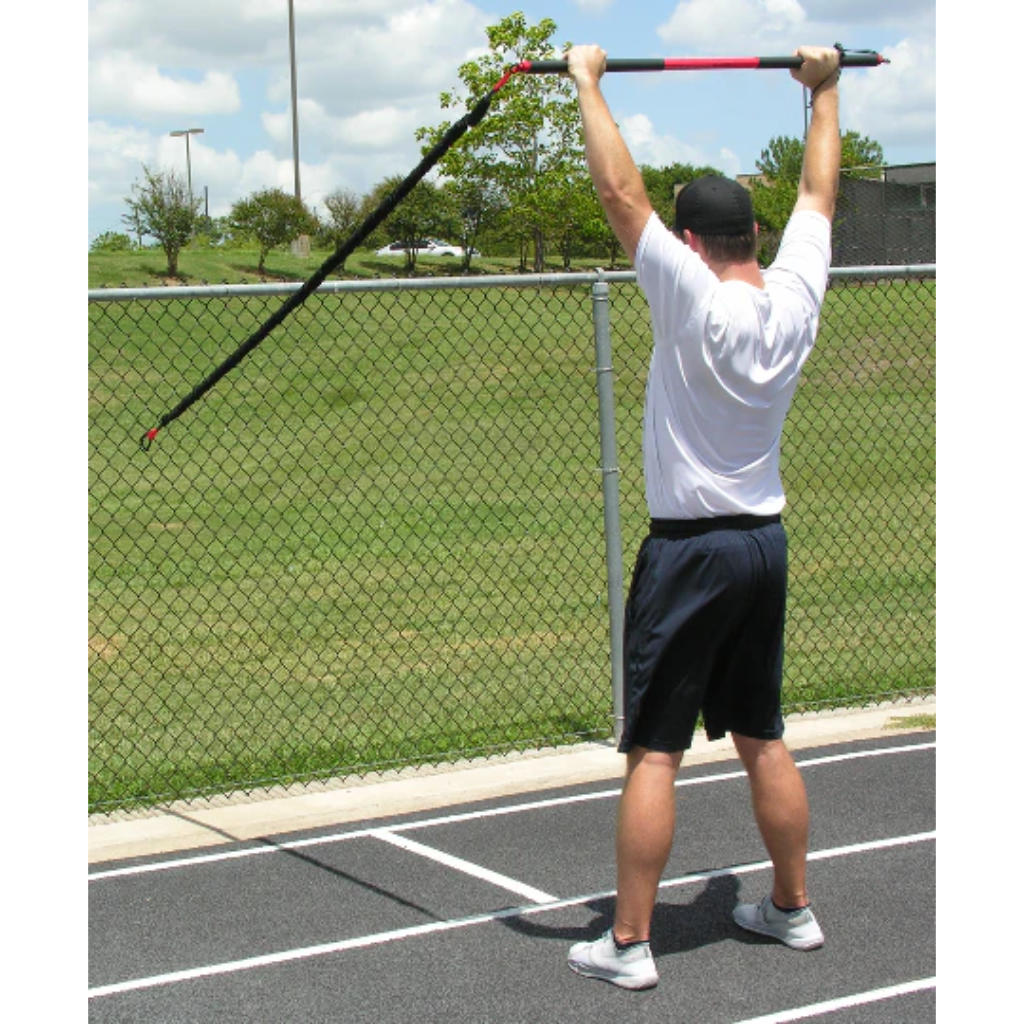 Athlete executing one-sided resisted arm raises with the KHAOS® Pivoter, engaging shoulder stability, control, and strength during dynamic resistance training.
