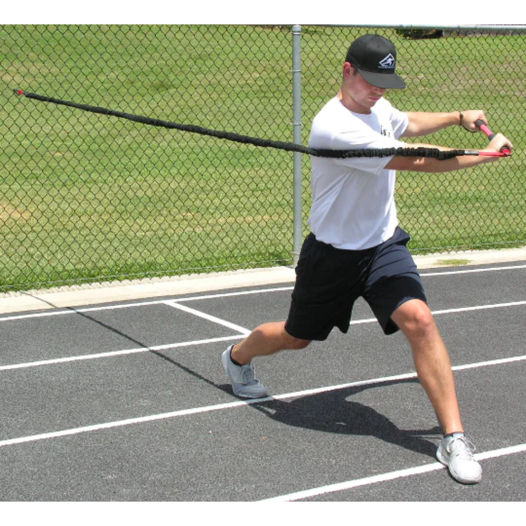 Athlete executing a resisted trunk twist with the KHAOS® Pivoter, engaging core rotation, stability, and strength during dynamic resistance training.