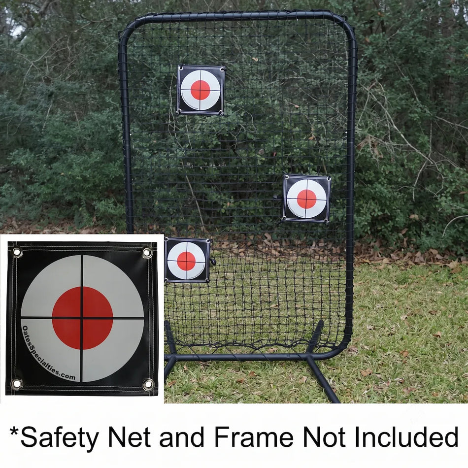 Compact 10" x 10" baseball throwing target designed for pitching accuracy training, made from durable high-performance materials. Attaches easily to batting screens and practice nets with ball bungees. Lightweight (0.2 lbs) for travel-friendly baseball workouts. Features a high-visibility design and delivers auditory feedback on impact to improve throwing precision, reaction time, and training efficiency. Ideal for baseball players, softball athletes, and coaches seeking reliable portable pitching aids.
