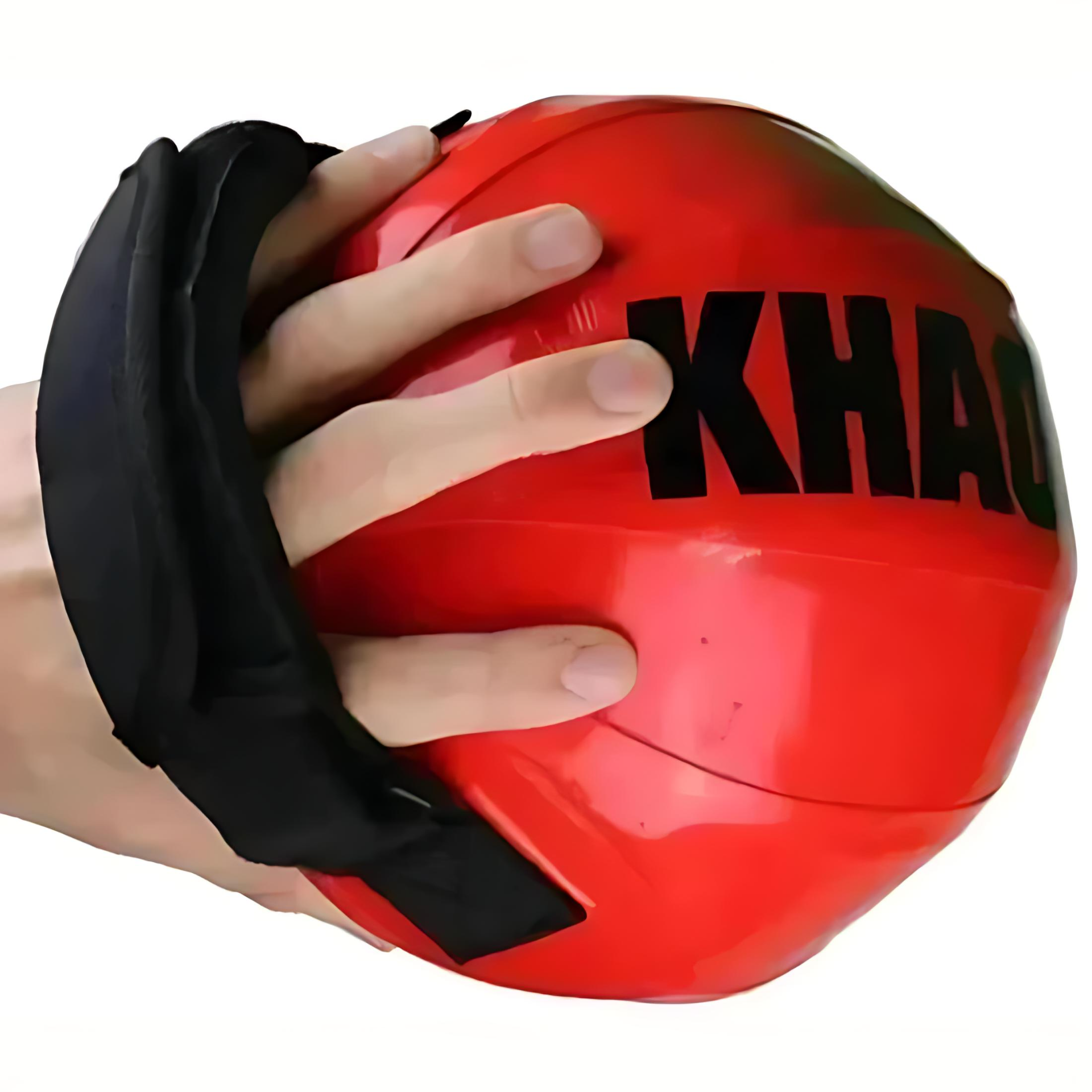 KHAOS® Shoulder Shaker™ held in hand, displaying adjustable handle and comfort strap for dynamic water resistance training.