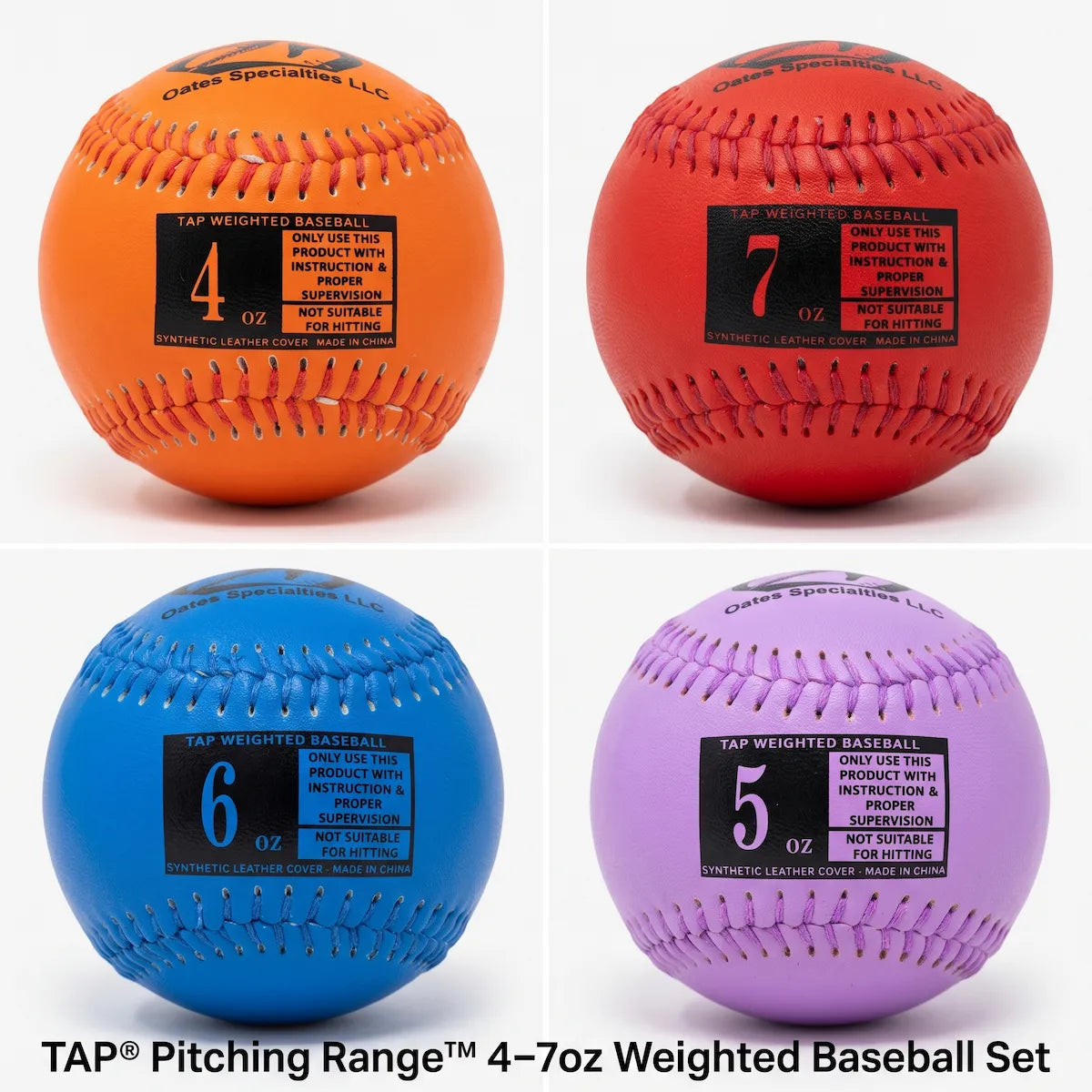 TAP® Pitching Range™ 4–7oz Weighted Baseball Set