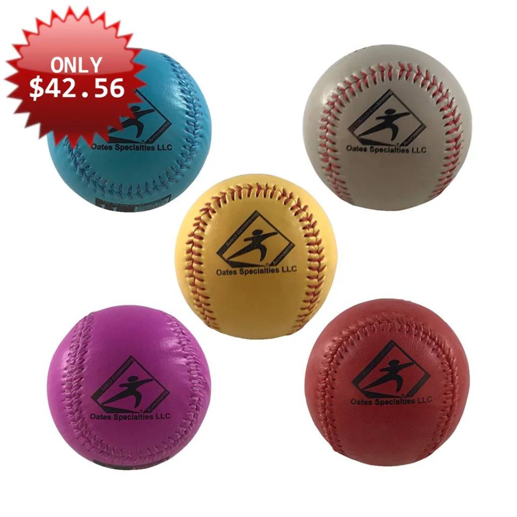 Weighted Baseball Set 1 Showing includes a 3oz, 5oz, 7oz, 9oz, and 11oz Synthetic Leather Weighted Ball