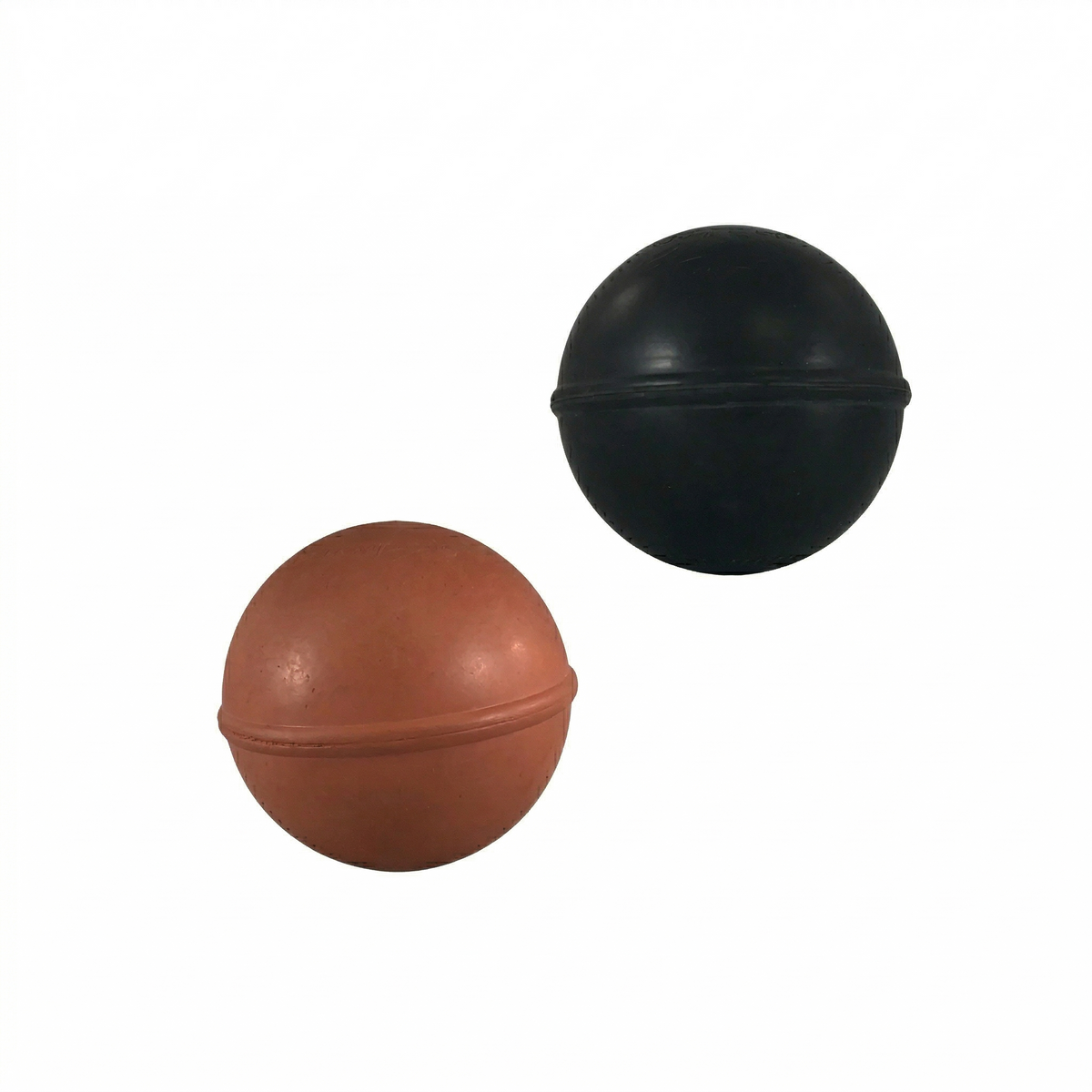 TAP® Weighted Massage Balls — 8 oz black and 16 oz red models shown side by side for comparison.