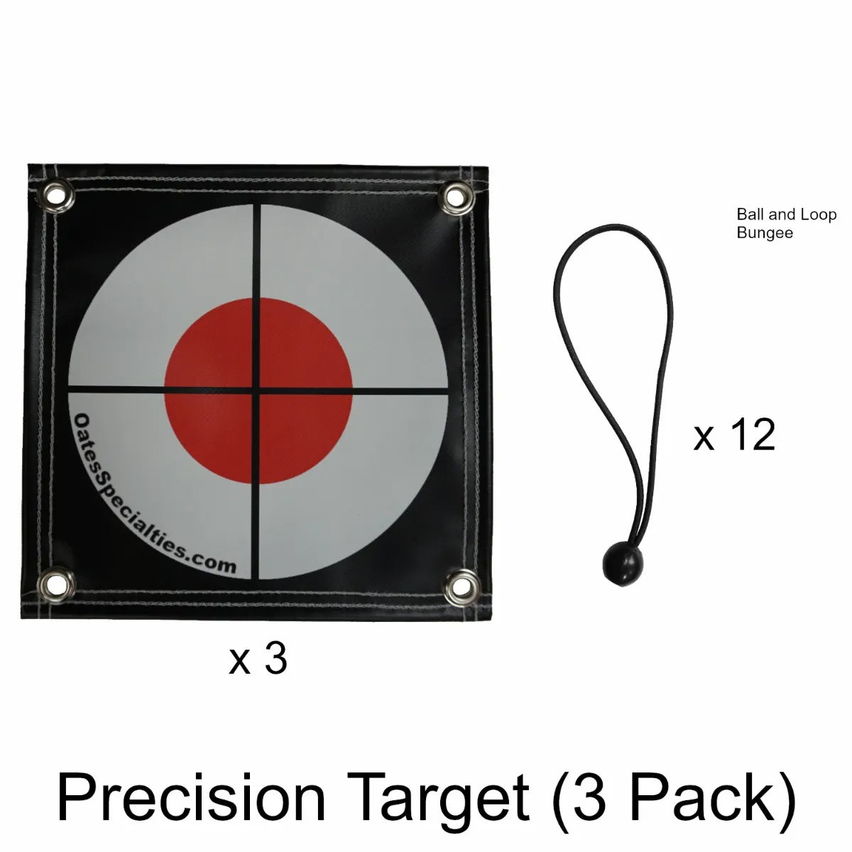 Precision Target (Pack of 3) Containing 3 Targets and 12 Bungees