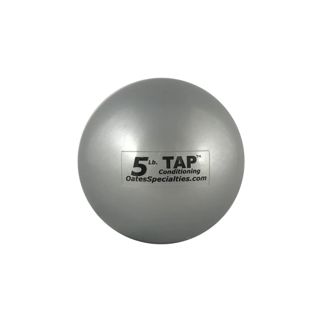 The 5lb TAP® Mini-Medicine Ball is silver, matching the 3lb ball in color. This weight offers a significant step up in challenge, making it suitable for athletes with a solid foundation of arm strength. The 5lb ball is excellent for developing greater power and increasing the intensity of dynamic drills, helping to further enhance arm speed and throwing velocity.