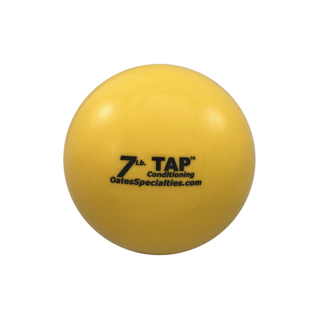 The 7lb TAP® Mini-Medicine Ball is yellow. This weight is for advanced athletes seeking a substantial challenge to develop maximum power. The 7lb ball is an excellent tool for high-intensity drills aimed at building explosive arm strength and striking velocity, making it an essential part of a high-performance training regimen.