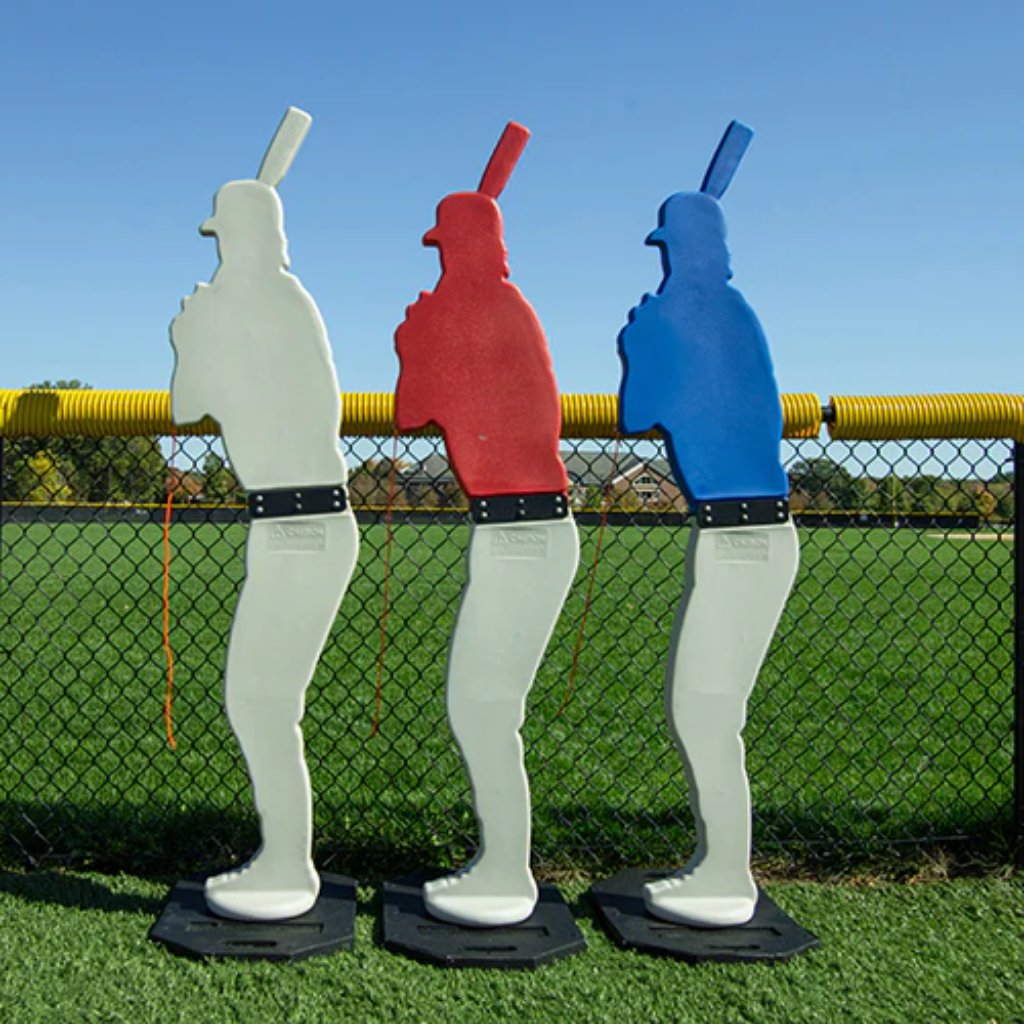 Designated Hitters in the different combination of colors. It starts with grey on grey on the left, red on grey in the middle, and blue on grey on the right.