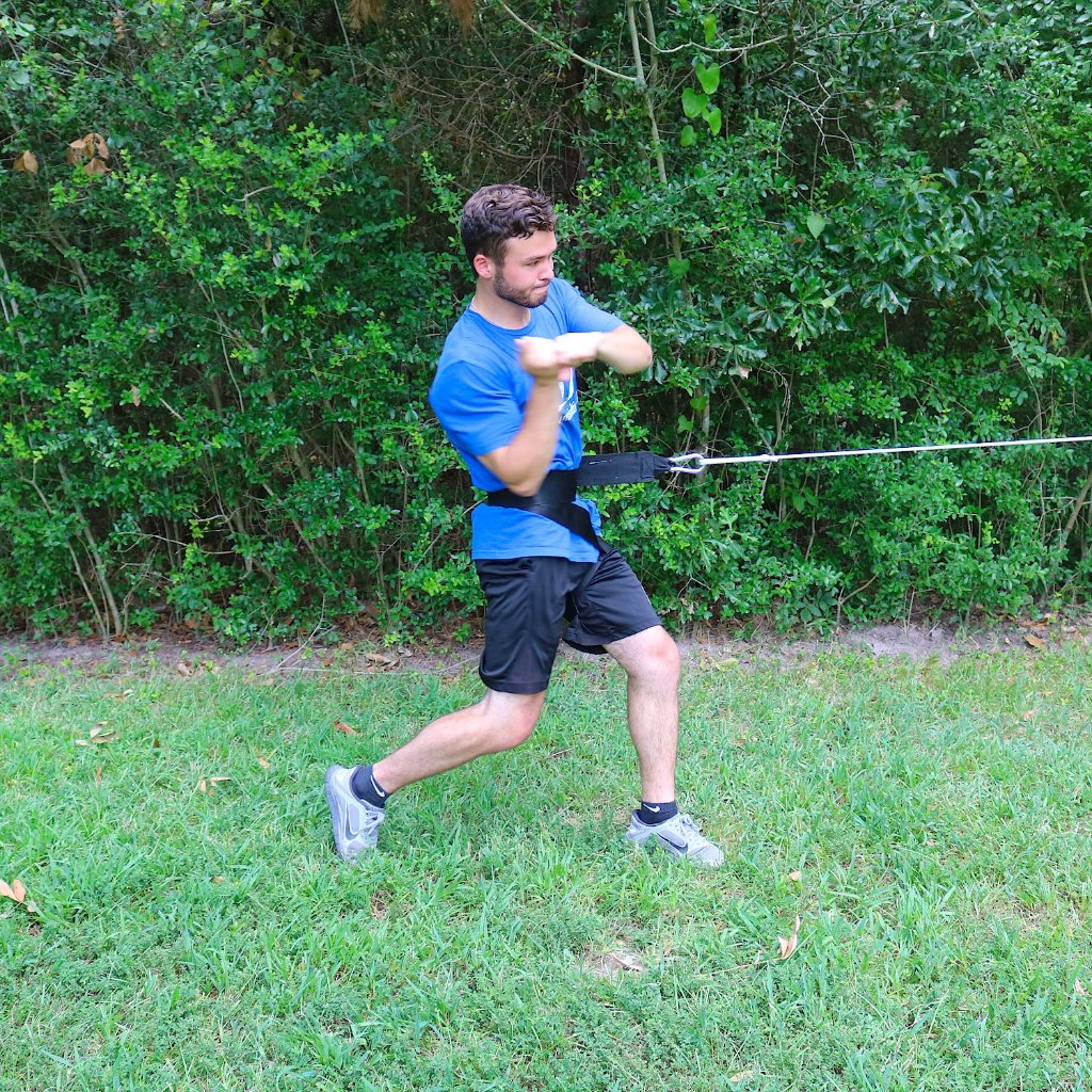 The Donley Hip Spin is attached in a way that it is resisting hip rotation. This is in the middle of the swing.  