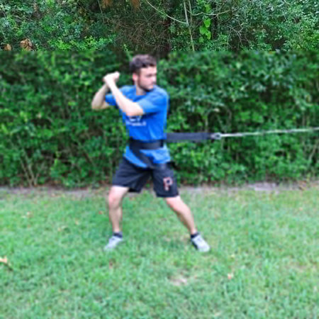 The Donley Hip Spin is placed on the athletes hips to resist hip rotation. This forces the athlete to generate more power through the hips to get them around. This creates a more powerful swing or pitching delivery.