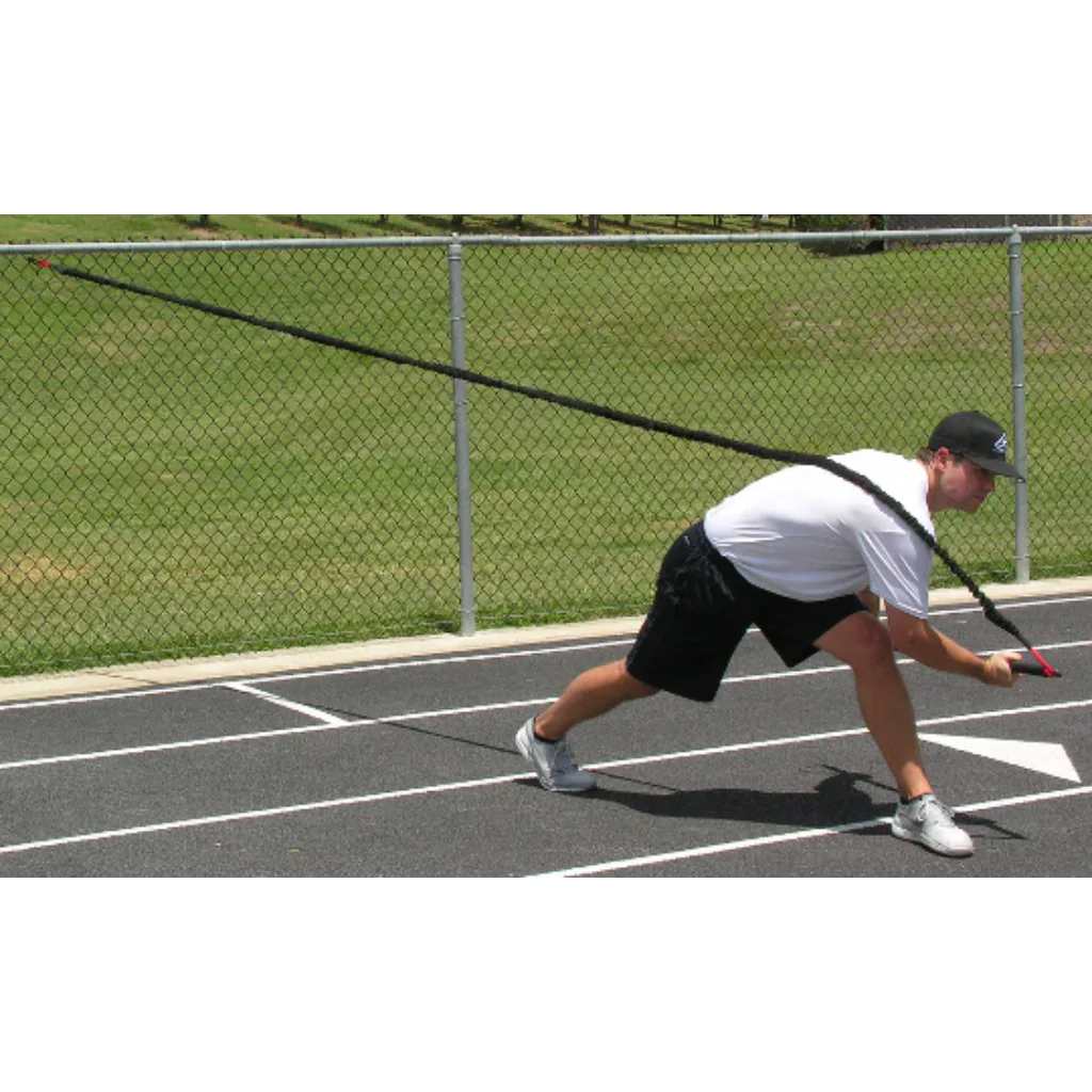 Athlete executing a resisted full-body chop with the KHAOS® Pivoter bar, engaging core rotation, stability, and power during dynamic strength training.